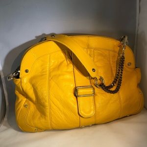 Dolce Shoulder Bag Yellow Leather Removable Strap